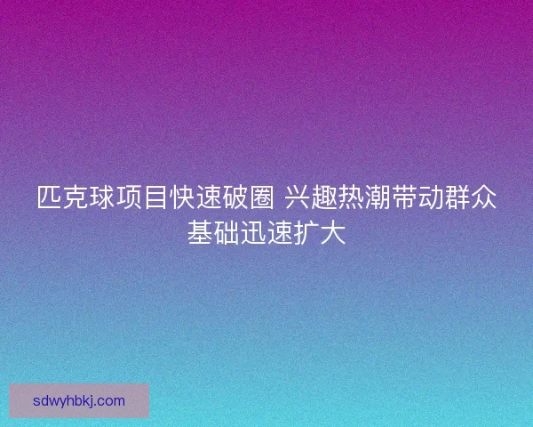 匹克球项目快速破圈 兴趣热潮带动群众基础迅速扩大