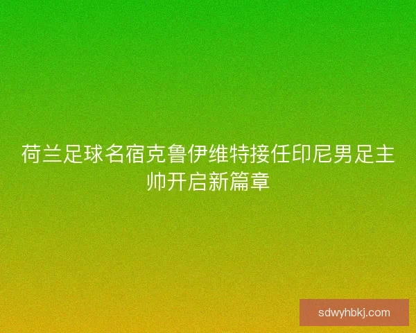 荷兰足球名宿克鲁伊维特接任印尼男足主帅开启新篇章